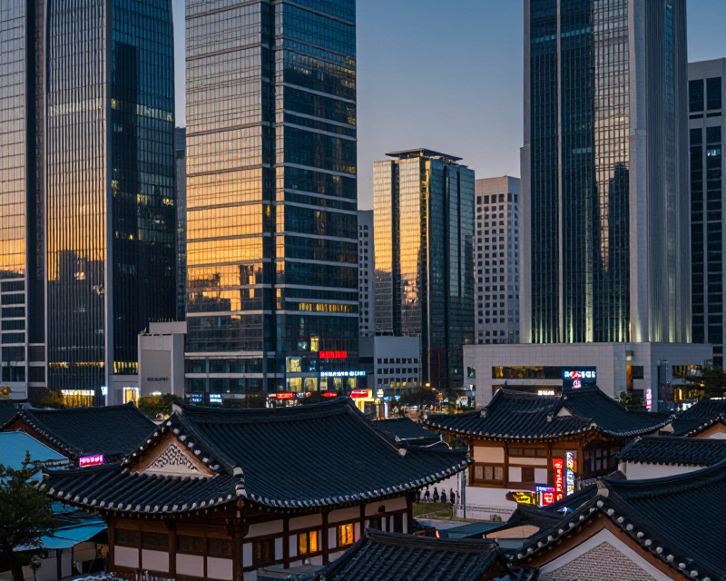 Modern and Traditional Korea Concept
