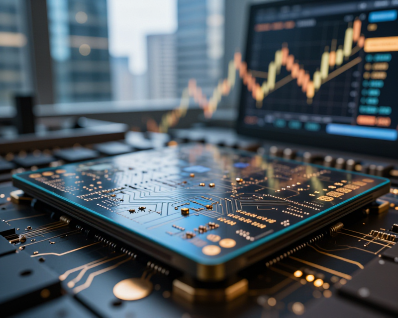 High-tech Semiconductor and Stock Market Concept